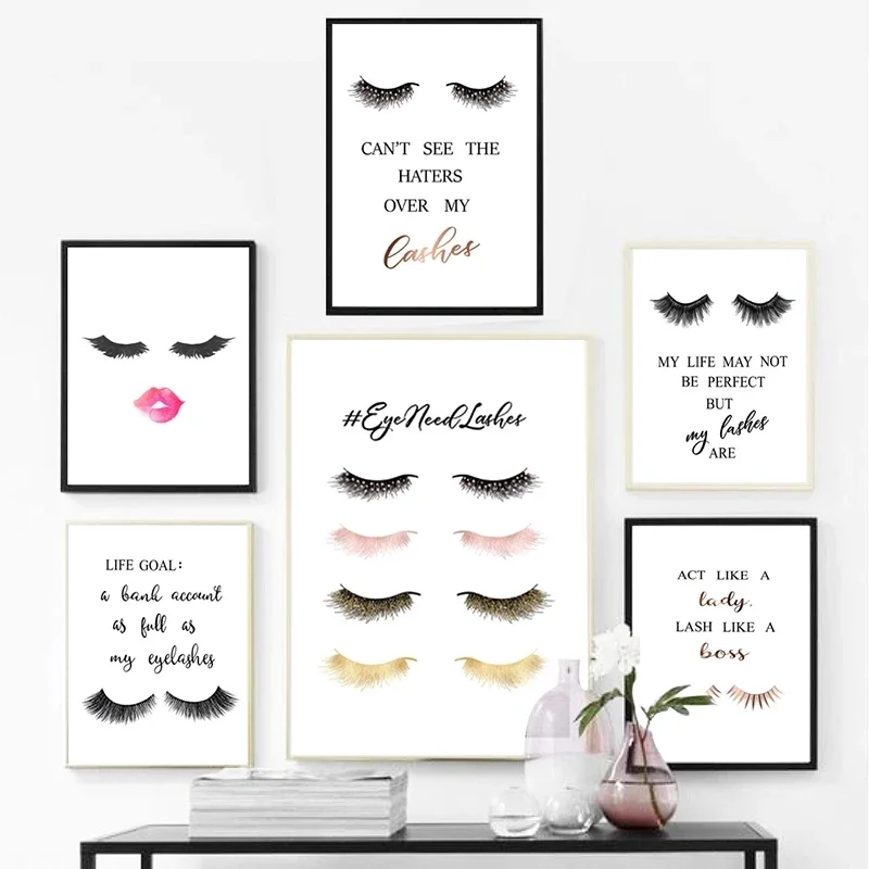 1 pz. Quadro su tela senza cor - Eyelash Extension Quotes recensione e prezzo
